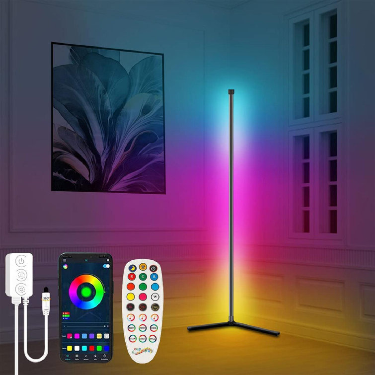 Orren Ellis Led Floor Lamp,RGB Color Changing Mood Lighting Corner Lamp